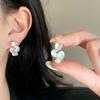 PONYKISS Silver Color Twisted Flower Stud Earring for Women Minimalist Personality Fashion Jewelry Trendy Accessory