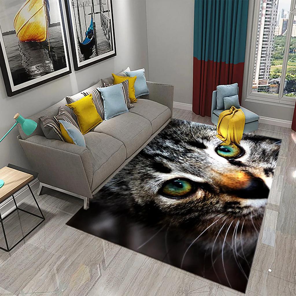 3D Animal Eyes Carpet Wild Animal Eyes Mat for Living Room Bedroom Bathroom Kitchen Floor Mat Door Mat Children Play Rest Carpet