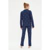 Marineblaues gestricktes Pyjama-Set mit Herzmuster Thmaw21pt0548