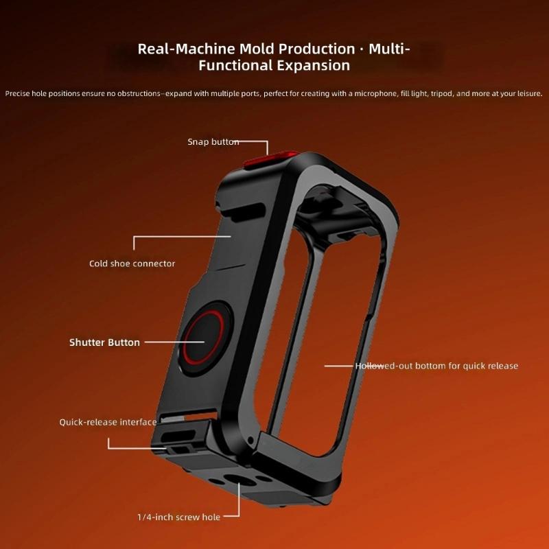 Practical Aluminum Alloy Protective Cage Action Camera Accessories Metal Texture Suitable for Camera Shockproof Design