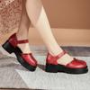 Fashion GKTINOO  Platform Sandals Women Hook&Loop Round Toe Genuine Leather Roman Casual Thick Soled Summer Ladies Shoes