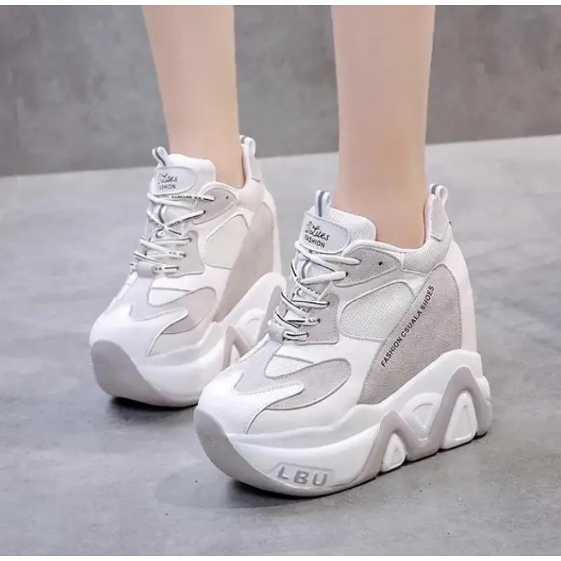 Pantofi de damă la modă cu platformă înaltă Pantofi noi respirabili pentru femei care măresc înălțimea 12 CM Talpă groasă Adidași Adidași Femeie Pantofi casual