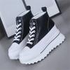 Fashion 8CM Casual Small White Shoes High Top Wedge Sneakers Casual Shoes Lace Up Heels Black White Sneakers High Fashion Walking Shoes