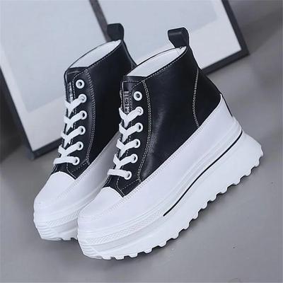 Scarpe Bianche Piccole Casual alla Moda Scarpe da Ginnastica con Zeppa High Top Scarpe Casual Tacchi con Lacci Scarpe da Ginnastica Bianche Nere Alta Moda Scarpe da Passeggio