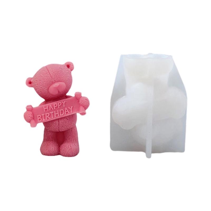 3D Slogan Bear Shaped Candle Silicone Mold for DIY Hand-made Candle Ornaments Mould Handicrafts Making Tool Baking Mold