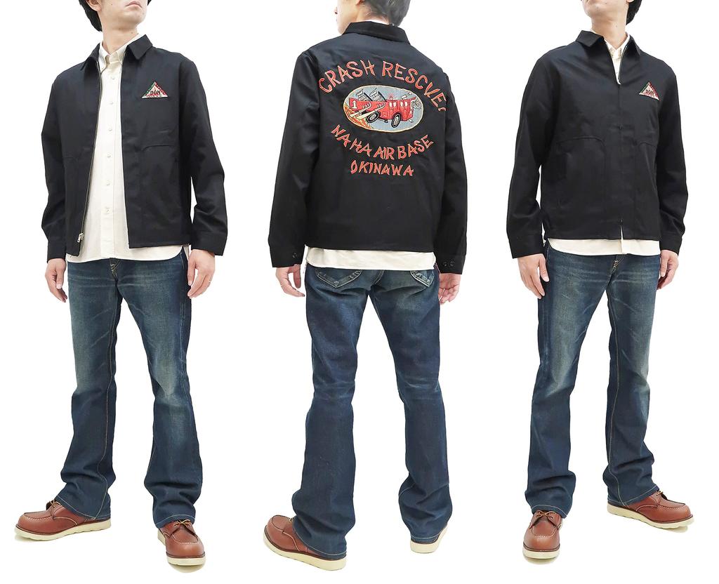 Tailor Toyo Jacket TT15177 Tailor Toyo Cotton Embroidery Okinawa Jumper CRASH RESCUE Black (Tailor Toyo) Men's (M)