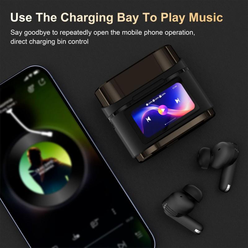 Wireless Bluetooth 5.4 Earbuds With ANC ENC LED Touch Screen Long Battery Life Dual Device Connect IPX4 Waterproof