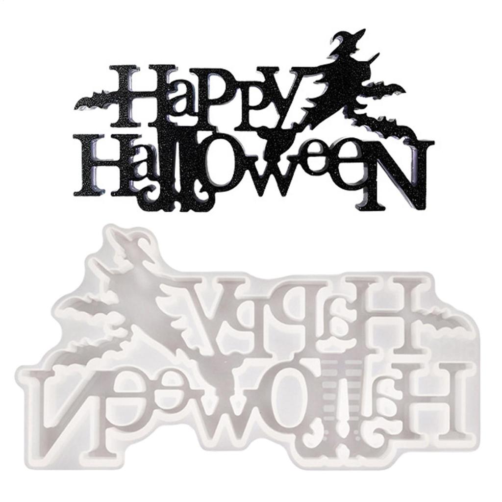 Happy Halloween Silicone Molds Happy Halloween Letter Door Sign Molds Epoxy Resin Crafts Making Aid For Candles Cement Clay