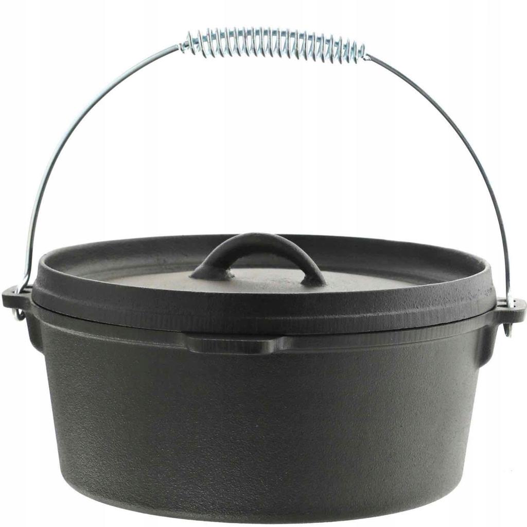 3L CAST IRON HUNTING POT with LID, SOLID, FOR CAMPFIRE, GRILL