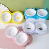 Cat Ceramic Double Bowls 300ml Large Capacity Non-slip Food Dishes With Plastic Rack For Indoor Cats