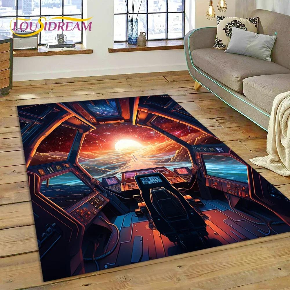 Aircraft Control Cockpit Cabin Spacecraft Dashboard Carpet Rug for Bedroom Living Room Sofa Decoration,Kid Large Decor Floor Mat