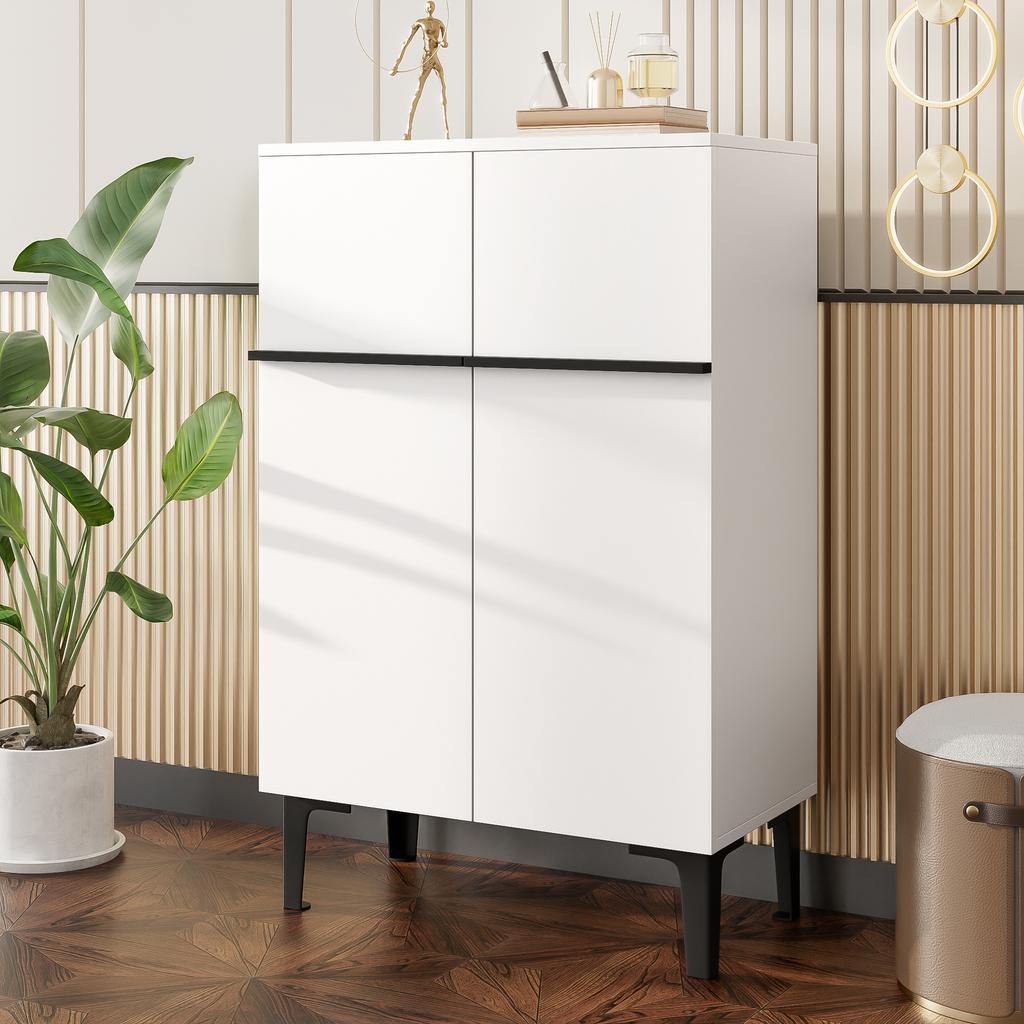 Modern Shoe Cabinet with Double Doors, Large Storage Space and Adjustable Shelves, Space-Saving Design 95x60x34.5 cm