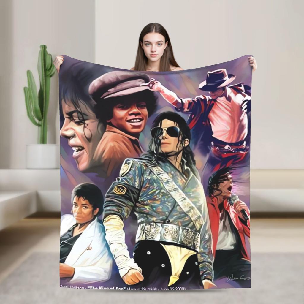 Patriotic Michael Jackson Flag Portrait Blanket Quality Soft Warm Throw Blanket Autumn Camping Bedroom Street Trend Bedspread