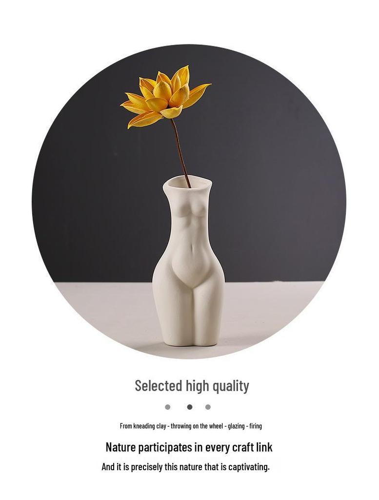 Nordic White Ceramic Human Body Art Vase - Decorative Sculpture for Home