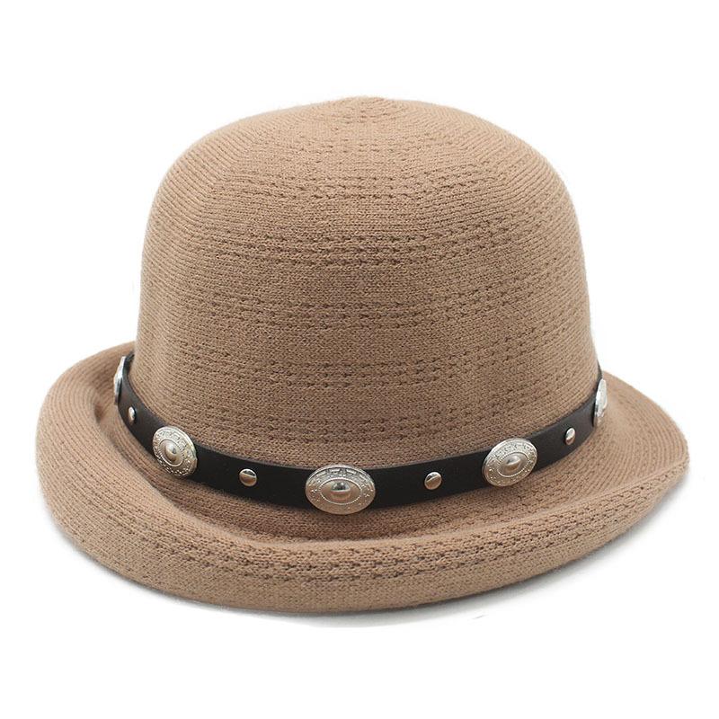 Hat Women S Autumn And Winter Warm Bucket Hat Autumn British Women S Belt Foreign Style Elegant Temperament Hat M(56-58cm) коричневый