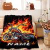 Motorcycle Flames Home Customize Your Name Blankets Comfortable Soft Lightweight Allseason Multipurpose Blanket For Picnics Sofas Offices Beds Living