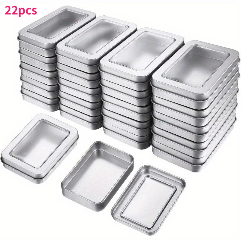 8/13/22pcs Metal Tin Boxes with Lids Transparent Top Rectangular Storage Containers for Candles Candy Gifts Ointments Treasures