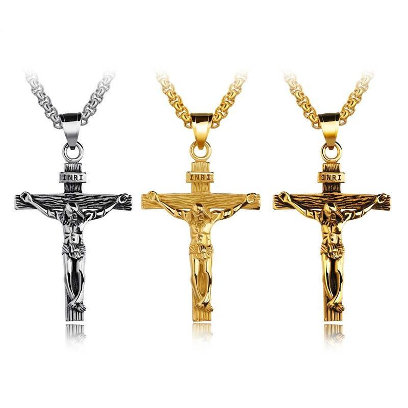Christian Ornament Men Jesus Cross Vintage Necklace