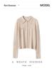 Autumn/Winter Women's Pure Wool Polo Collar Knit Cardigan