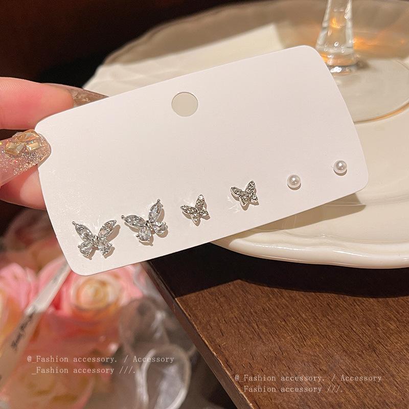 S925 Silver Needle Delicate Zircon Ear Set Small Stud Earrings