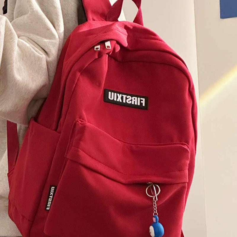 

Backpack Women S High-Value Schoolbag Canvas Travel Bag Simple Student Large-Capacity Backpack Luggage бордовий