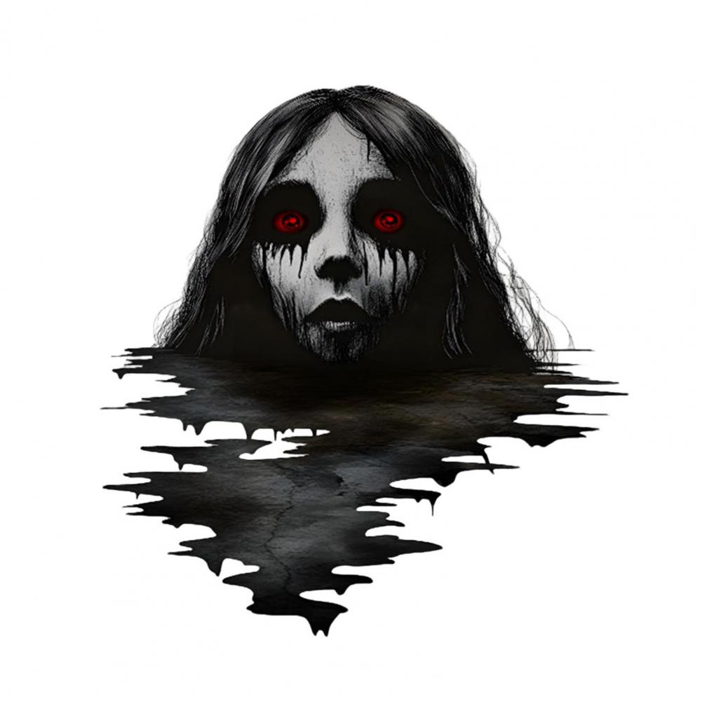 

Halloween Floor Sticker Spooky Wall Art Sticker Halloween Female Ghost Sticker Set for Home Decoration Waterproof for Bedroom чорний