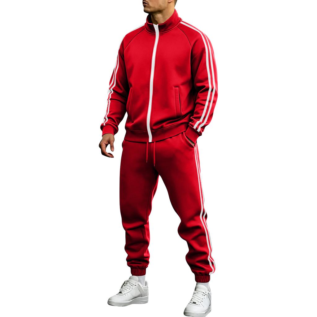 Heren Kleurrijke Sportieve Jas en Broek 2-Delige Set voor Hardlopen, Sportschool, Training, Vrijetijdskleding