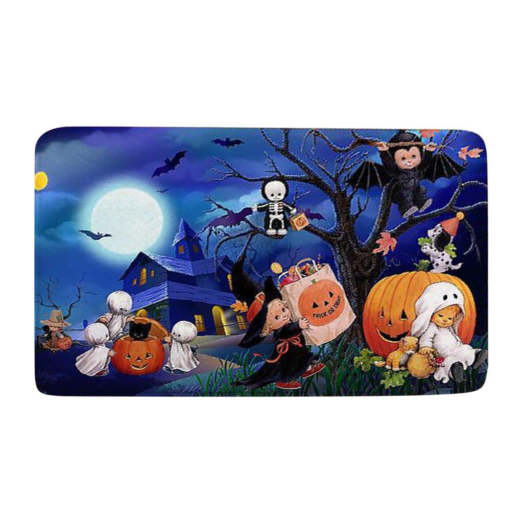 Halloween Doormat Flannel Printing, Halloween Carpet Door Decorations Door Mat
