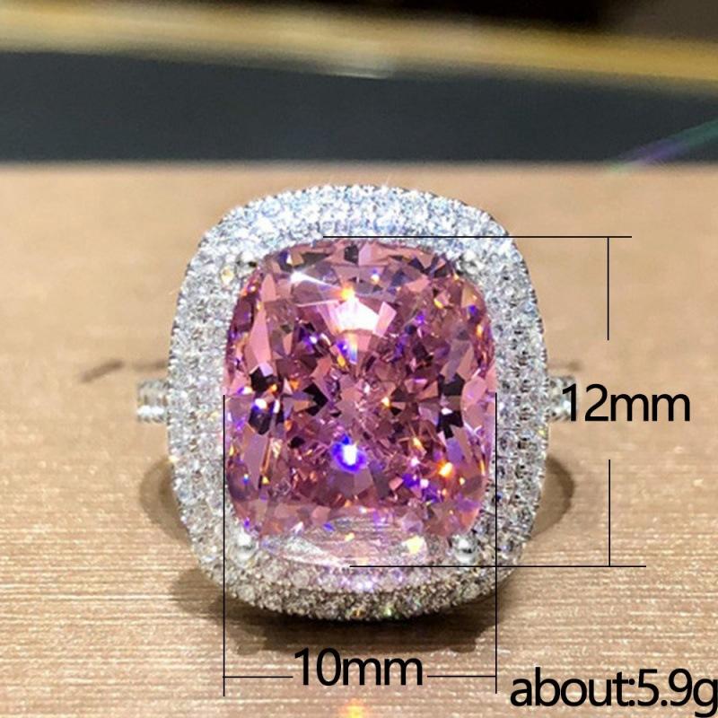 Wish Large Square Zircon Ring Slightly Inlaid Diamond Ring European and American Atmosphere Excellent