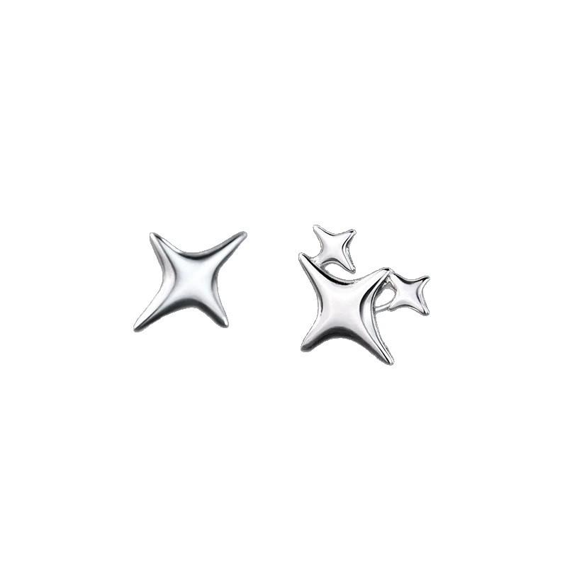 Beixi S999 Sterling Silver Star Stud Earrings: Chic, Luxurious, High-End Women's Jewelry