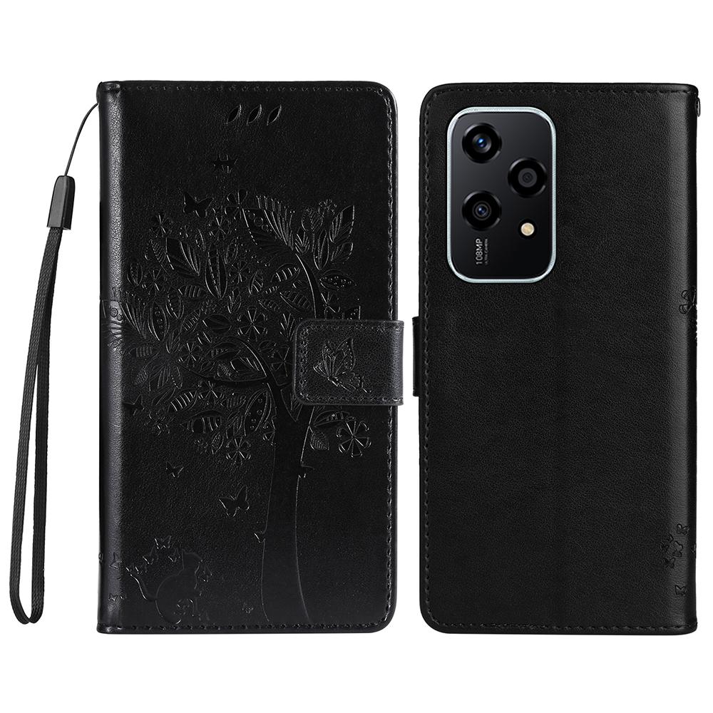 For Honor 200 Lite Phone Case with Stand Cat Tree Pattern Leather Wallet Mobile Cover