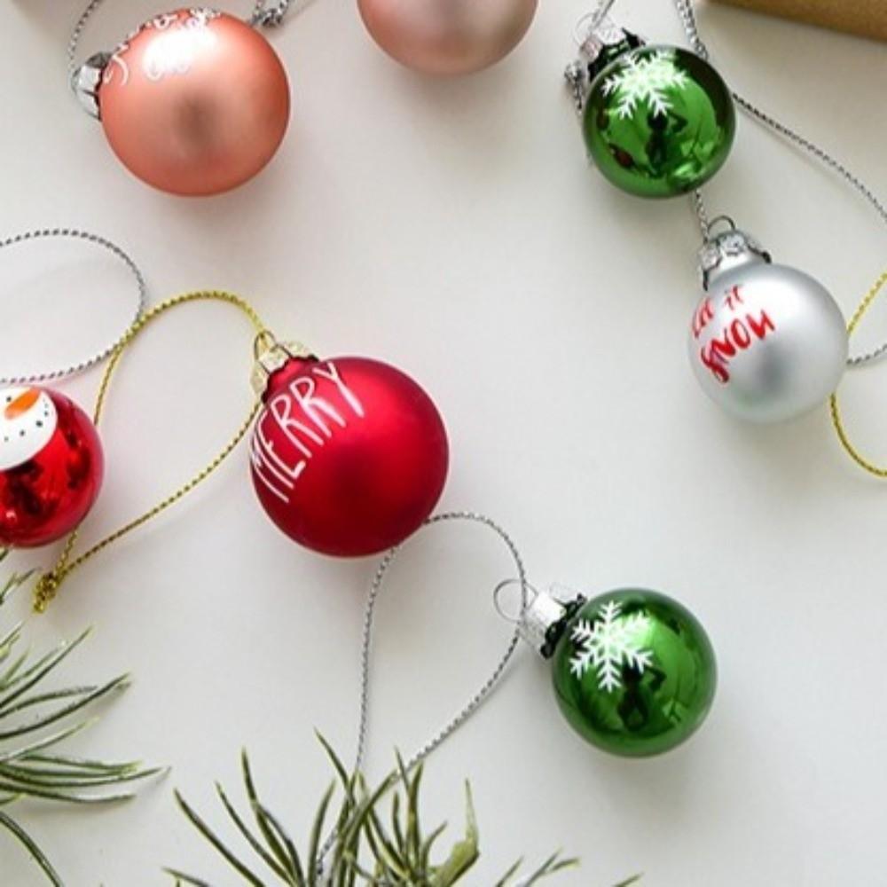 Hanging Glass Christmas Ball Ornaments Painted Christmas Spheres Pendant  Xmas Tree Decoration