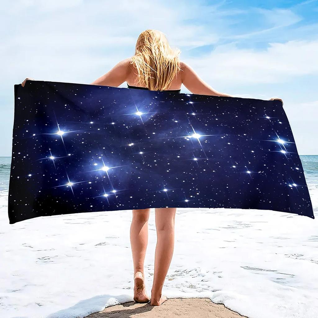 Sternenhimmel Strandtuch, Mikrofaser Super Saugfähiges Strandtuch, Weiches und Bequemes Badezimmerhandtuch Sandfreies Strandtuch