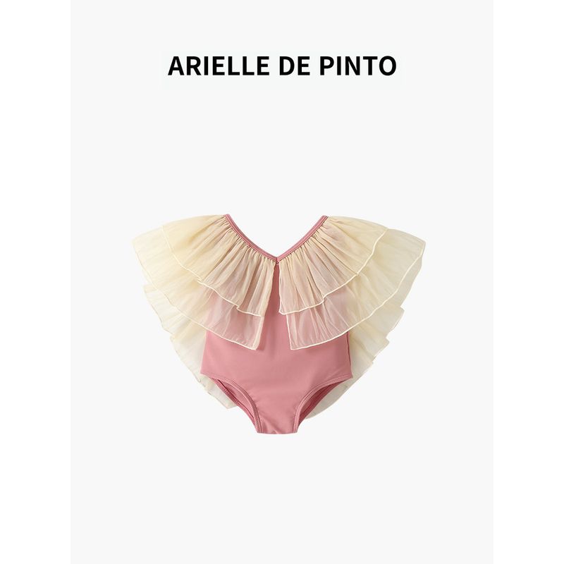 French Arielle De Pinto Baby Girl Swimsuit Summer Girl s One-Piece Swimming Suit Western Style Baby s Swimsuit Swimsuit (Including Swimming Cap) 90