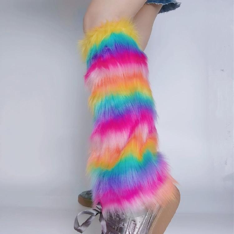 Furs Leg Warmer Winter Furry Long Boot Cuffs Fuzzy Shoes Cover Party Costume