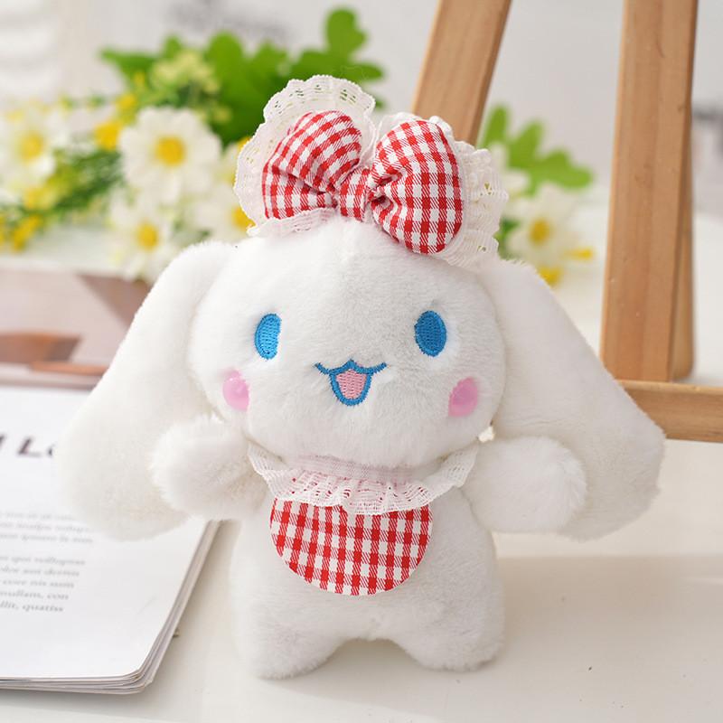 Charming Plush Bunny Keychain Cute Flower Pattern Adorable Bag Accessory 12cm