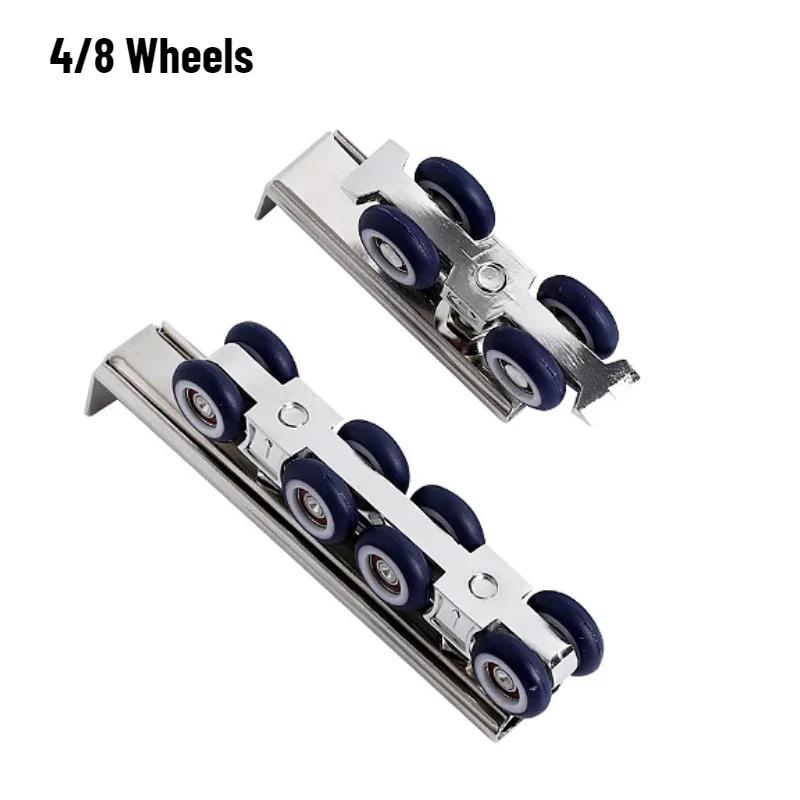 1PCS Sliding Door Roller Hanging Pulley Rail Track for Home Room Wood Door 4/8 Hanging Wheels Rail Track
