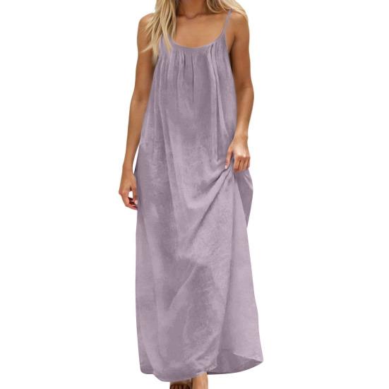 Women's Spaghetti Strap Cami Dress Summer Backless Sleeveless Maxi Dress Loose Flowy Beach Vacation Sundress
