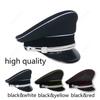 Fashion WWII German Army Elite Officer Wool Hat Cap Black Large Brimmed Engraved Cap Collection High Quality Hat
