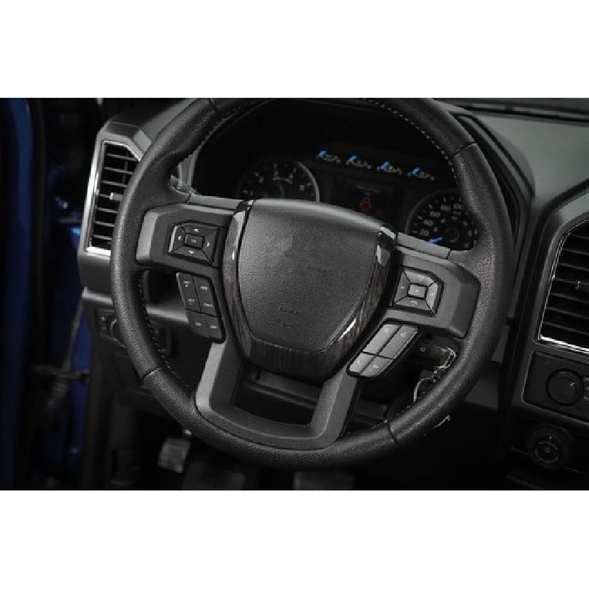 Black Wood Grain Steering Wheel Center Moulding Cover Trim For Ford F-150 2015+