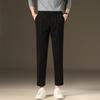 Light luxury winter woolen trousers men's casual pants men's slim straight trousers British elastic casual trousers nine points