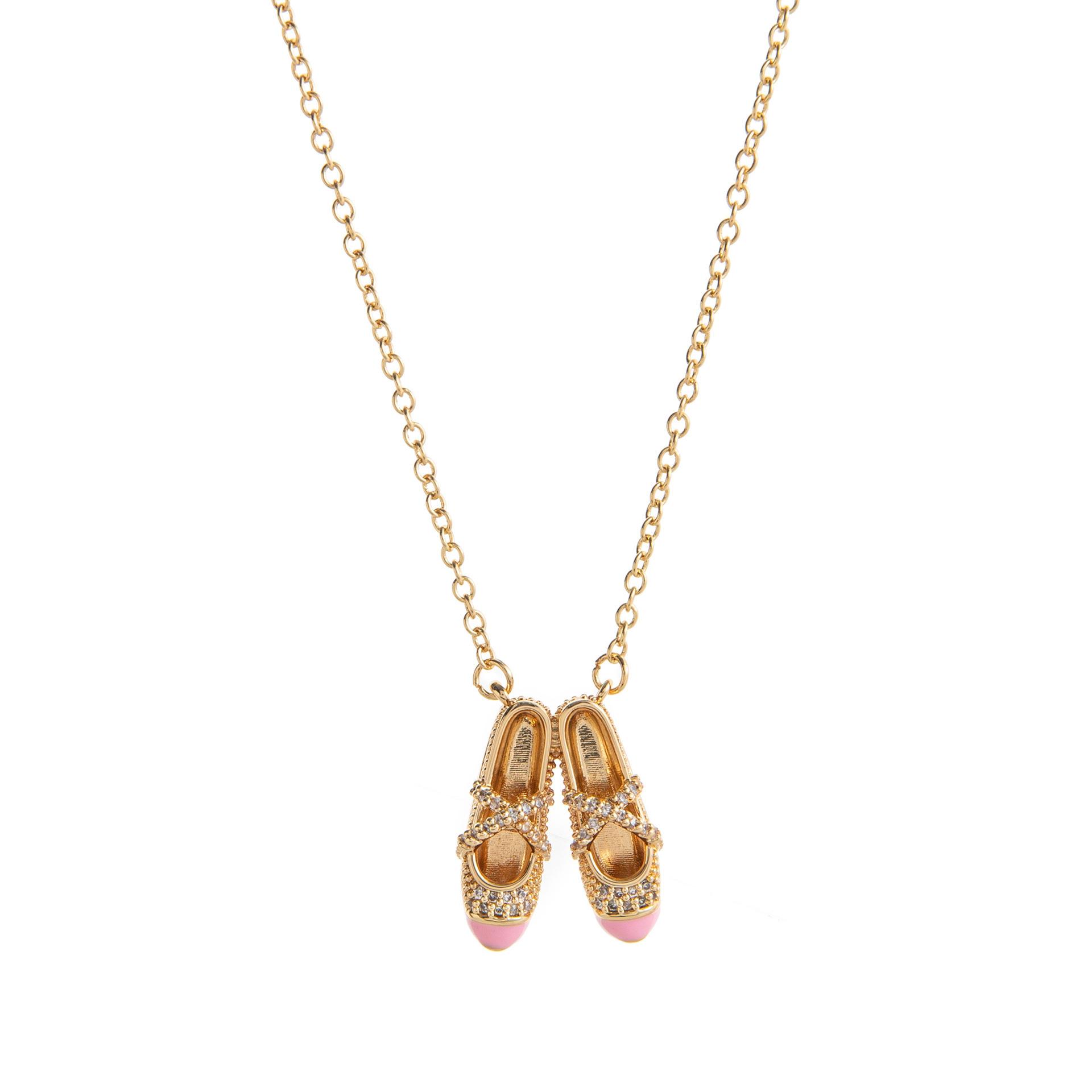 

Pink Ballet Shoes Necklace Women S Diamonds Sweet Girly Style Fashion Exquisite Mini Jewelry