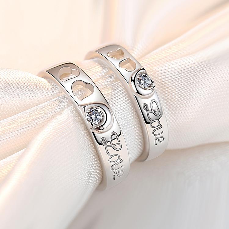 2pcs Couple 925 Sterling Silver Rings Sparkly Zircon for Women and Men Superior Luxury Wedding Jewelry Anniversary Gift