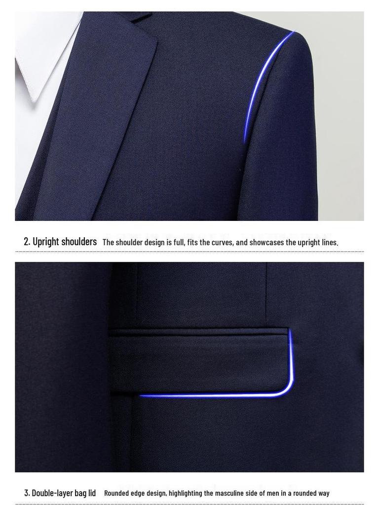 Men's Slim Fit Korean Style Suit - Three-Piece Formal Business Attire for Groom or Groomsman