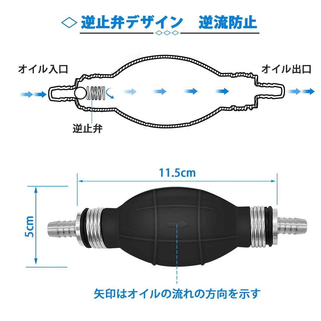 Gasoline Pump, For Automobiles, Manual Pump, For Motorcycles, Fuel Line, 0.3 Inch (8 Mm),