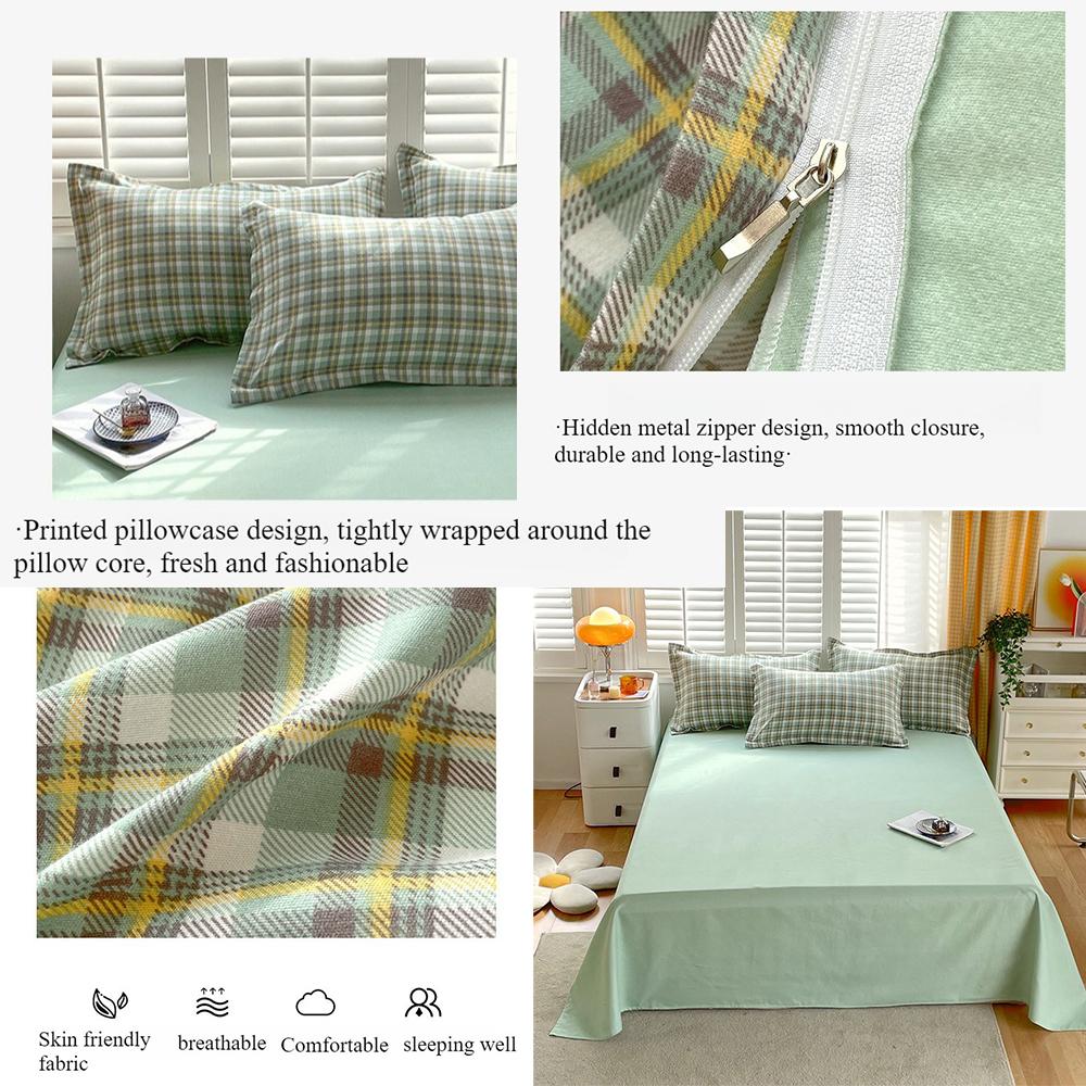 Ins Style Korean Bedding Set Breathable 3/4pcs Bed Sheets Set Quilt Covers Solid Duvet Covers for Home School Fundas Nórdicas