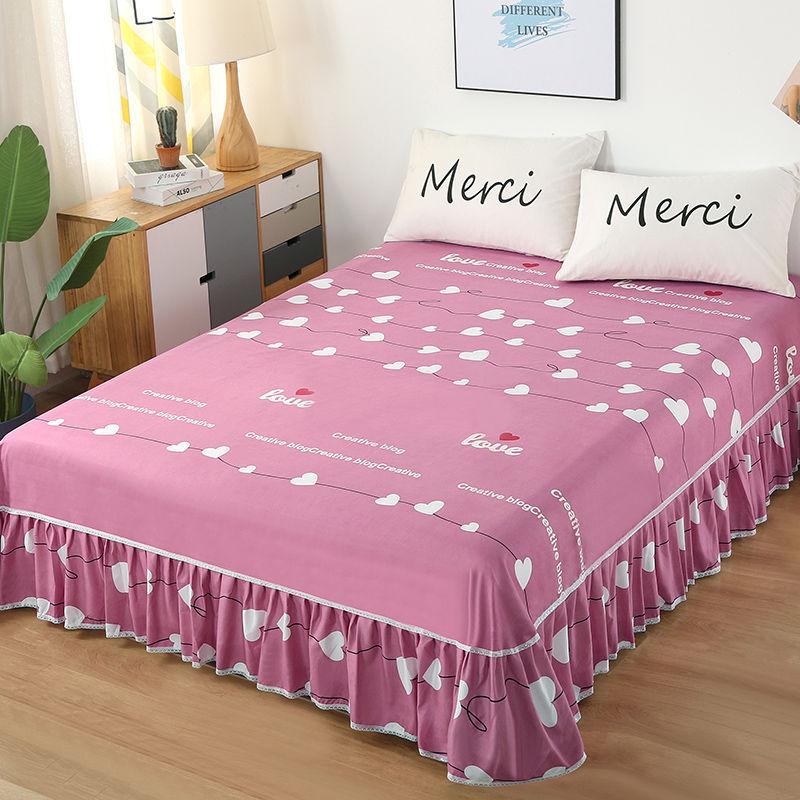 Floral Bed Flat Sheets Four Seasons Polyester Bedspread Dust-proof Household Soft Bedding Bedcloth Princess Single Double Sheet