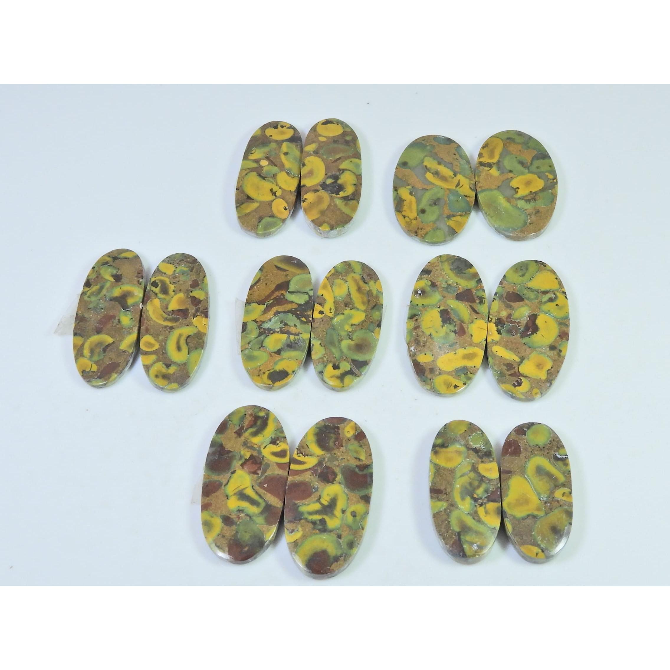 

215Cts. Natural Fruit Jasper Matched Pair Oval Loose Gemstone 07Pair Lot C-2194