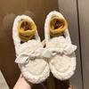 Mao Mao Doudou Shoes Women's New Autumn and Winter Outer Wear Velvet Flat-bottomed Versatile Bow Cotton Shoes Outer Wear Lazy Shoes
