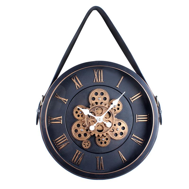 Rotating Circular Gear Art Wall Clock New Retro High-end Clock Antique Style Living Room Decoration Wall Clock